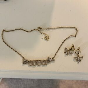 Gold-Tone designer inspired Necklace and Earrings Set